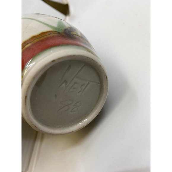 Signed Studio Pottery Handpainted Vase “West” 6” - Picture 7 of 11